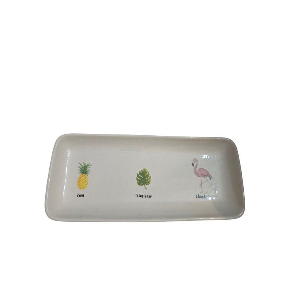 NWT Rae Dunn Pina Filodendro Flamingo Icon Serving Plate 2017